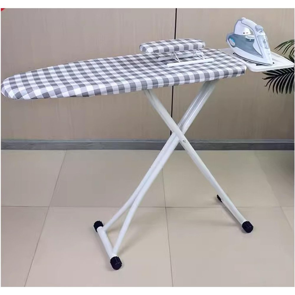 xjdagaoge Tabletop Ironing Board with Iron Stand, Portable Iron Board with Cover and pad, Foldable Tabletop Iron Board Foldable, Gray-Blue Plaid