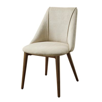 Acme Willene Contemporary Fabric Side Chair in Beige/Walnut (Set of 2)