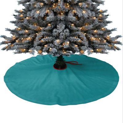 Teal Christmas Tree Skirt 48 Inches Large Christmas Skirt Tree, Turquoise Pure Teal Tree Skirt Christmas Decorations for Fireplace Party Holidays Indoor Outdoor