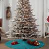 Teal Christmas Tree Skirt 48 Inches Large Christmas Skirt Tree, Turquoise Pure Teal Tree Skirt Christmas Decorations for Fireplace Party Holidays Indoor Outdoor view 4