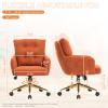 BALIAA Flannel Office Chair, Comfy Home Office Desk Chairs with Lumbar Support, Modern Velvet Desk Chair Gold Legs Small Swivel Task Chair for Home Office, Bedroom, Study (Orange, L) view 2