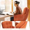 BALIAA Flannel Office Chair, Comfy Home Office Desk Chairs with Lumbar Support, Modern Velvet Desk Chair Gold Legs Small Swivel Task Chair for Home Office, Bedroom, Study (Orange, L) view 4