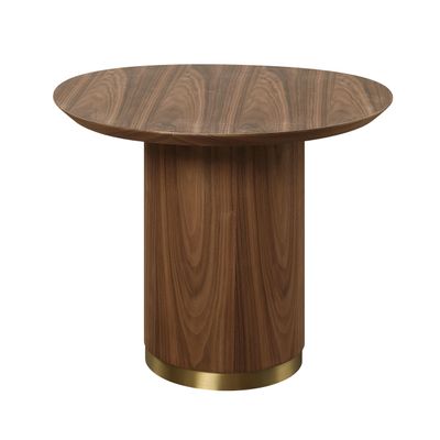 Acme Willene Contemporary Wood Pedestal End Table in Walnut and Gold