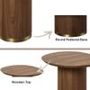 Acme Willene Contemporary Wood Pedestal End Table in Walnut and Gold view 4