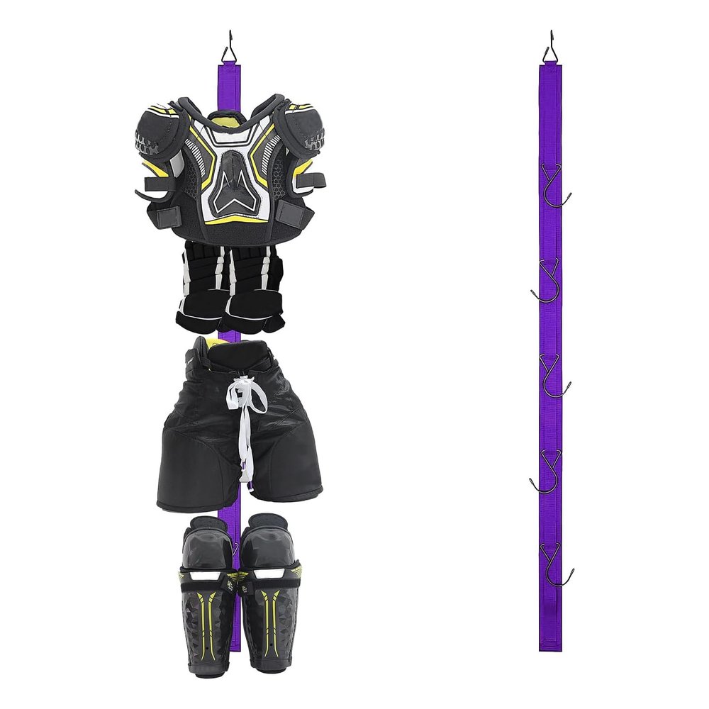 JYSILIYH Hockey Hanger Portable Hanging Dryig Rack Hockey Gifts for Home and Outdoor Using in Ice Hockey Skating Football Camping Fishing 5 Hooks (Purple)