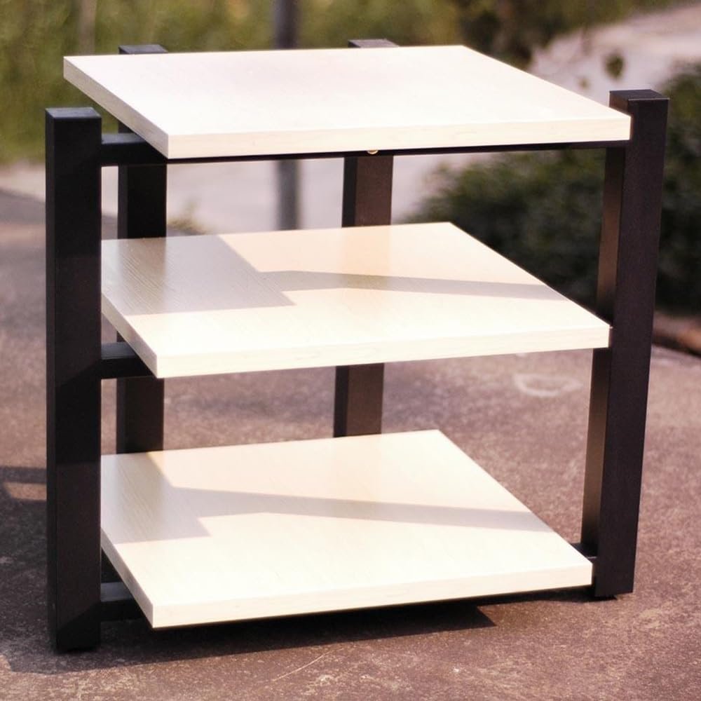 BIUBPW Open AV Cabinet Media Stand Audio Video Component Cabinet, Wooden Stereo Rack Corner Rack Audio Tower, Modern Entertainment Center Cabinet(White Maple)