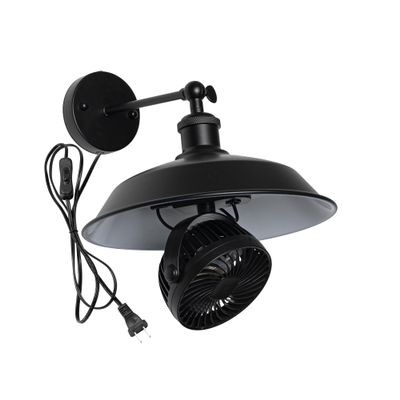 Yequandec Hook-type Mini Fan E26 Base Wall Mount No Wiring Required 5.9ft plug In Outlet Cord Adjustable Angle Vintage Design For Plant Growing Indoor Air Circulation Ventilation