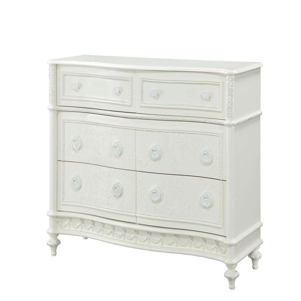 Acme Dorothy Transitional Wood 6 Drawers Dresser in Ivory Finish