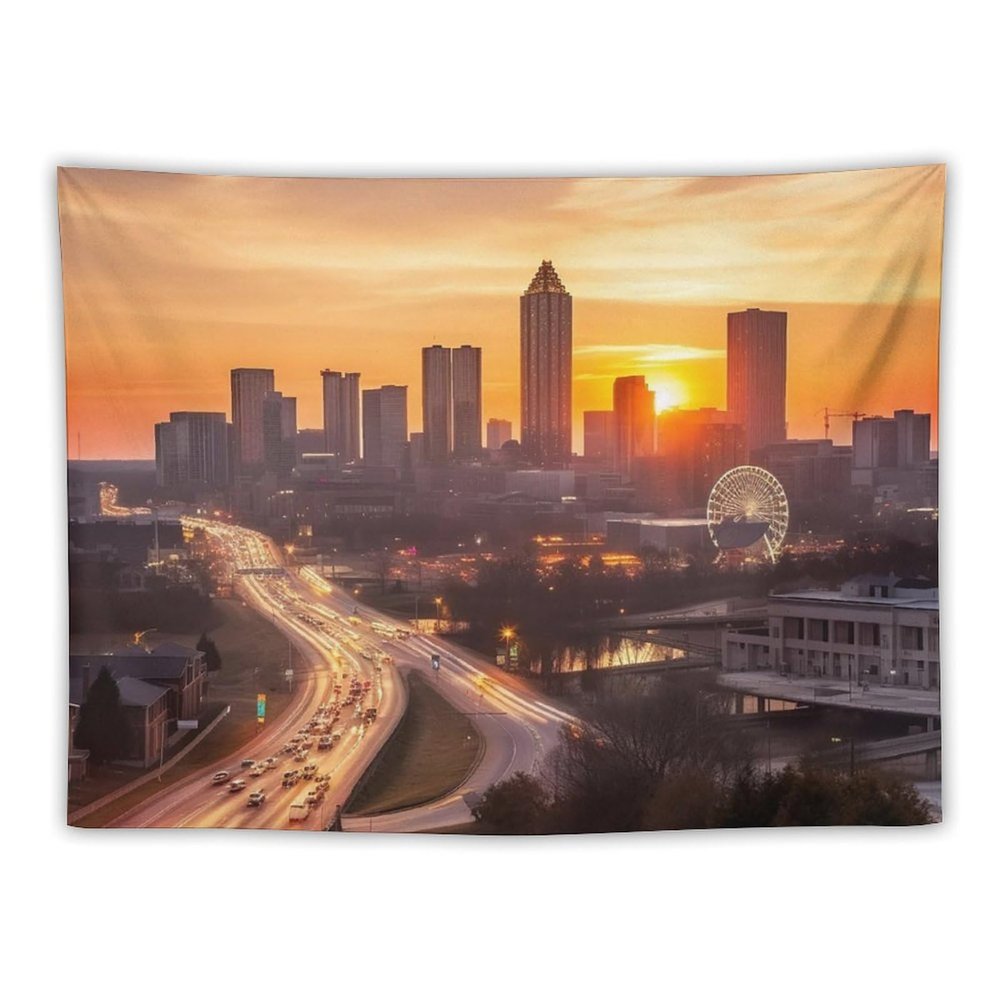 Tapestry Wall Hanging 30 X 40 in Decorates Tapestrys for Bedroom Atlanta City Sunset Landscape Wall Tapestry Soft Aesthetic Wall Decor Tapestries for Living Room Personalized Wall Blanket