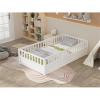 CIGEGE Twin Size Floor Bed, Integral Construction with Super high Security Barrier, Door, Children's Floor Bed Frame, Montessori Wooden Children's Floor Bed, Support Slat White view 2