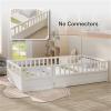 CIGEGE Twin Size Floor Bed, Integral Construction with Super high Security Barrier, Door, Children's Floor Bed Frame, Montessori Wooden Children's Floor Bed, Support Slat White view 3
