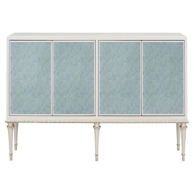 Acme Ansaldo Contemporary Wood Console Cabinet in Pearl White/Blue