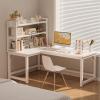 HomeLoft Basics Computer Desk L Shaped with Bookshelf, Corner Desk with Shelves for Small Spaces, Home Office, Gaming Desk, Writing Desk for Bedroom, Powder Room, 120*80*75cm, Right view 2