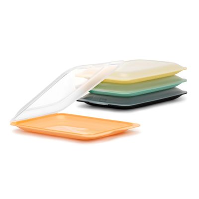TATAY Cold Meat Containers for Fridge | Set of 4 Standard | Fridge Storage | Removable Lid, Stackable | Microwave, Freezer and Dishwasher Safe | BPA-Free, 17 x 3.2 x 25.2 cm, Pastel Colours