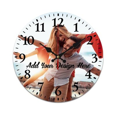 AKAISOED Custom Personalized Photo Wall Clock Design Your Own Fashion PVC Clocks Upload Any Logo Text Image PVC Material Perfect Personalized Gift, Black, 11.8"