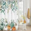 Futuregrace Thanksgiving Green Pumpkin Shower Curtain, Fall Eucalyptus Leaves Waterproof Fabric Shower Curtain Set with Hook for Bathroom,Farm Pumpkin Bath Curtain for Bathtubs Decor 66"x72" view 4
