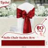 Eychei Red Satin Chair Sashes - 60 Pcs, 7x108 inch Chair Bows Ties Back Decorations for Wedding, Party, Banquet, Restaurant, Hotel Events view 2