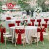 Eychei Red Satin Chair Sashes - 60 Pcs, 7x108 inch Chair Bows Ties Back Decorations for Wedding, Party, Banquet, Restaurant, Hotel Events view 3
