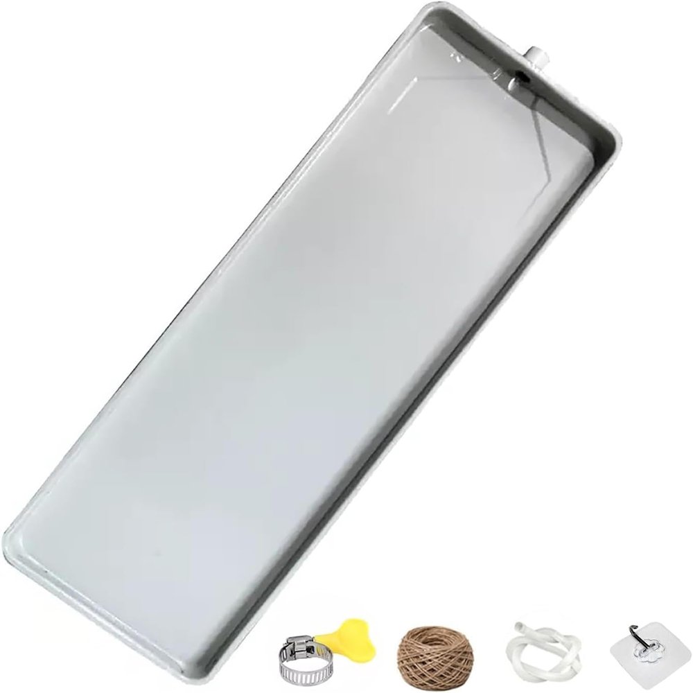 YONGYILI Central Air Conditioning Water Collecting Drainage Pan, Stainless Steel Condensate Drain Pad, Drain Fitting Kit with 2m Drain Pipe(810 * 240mm)