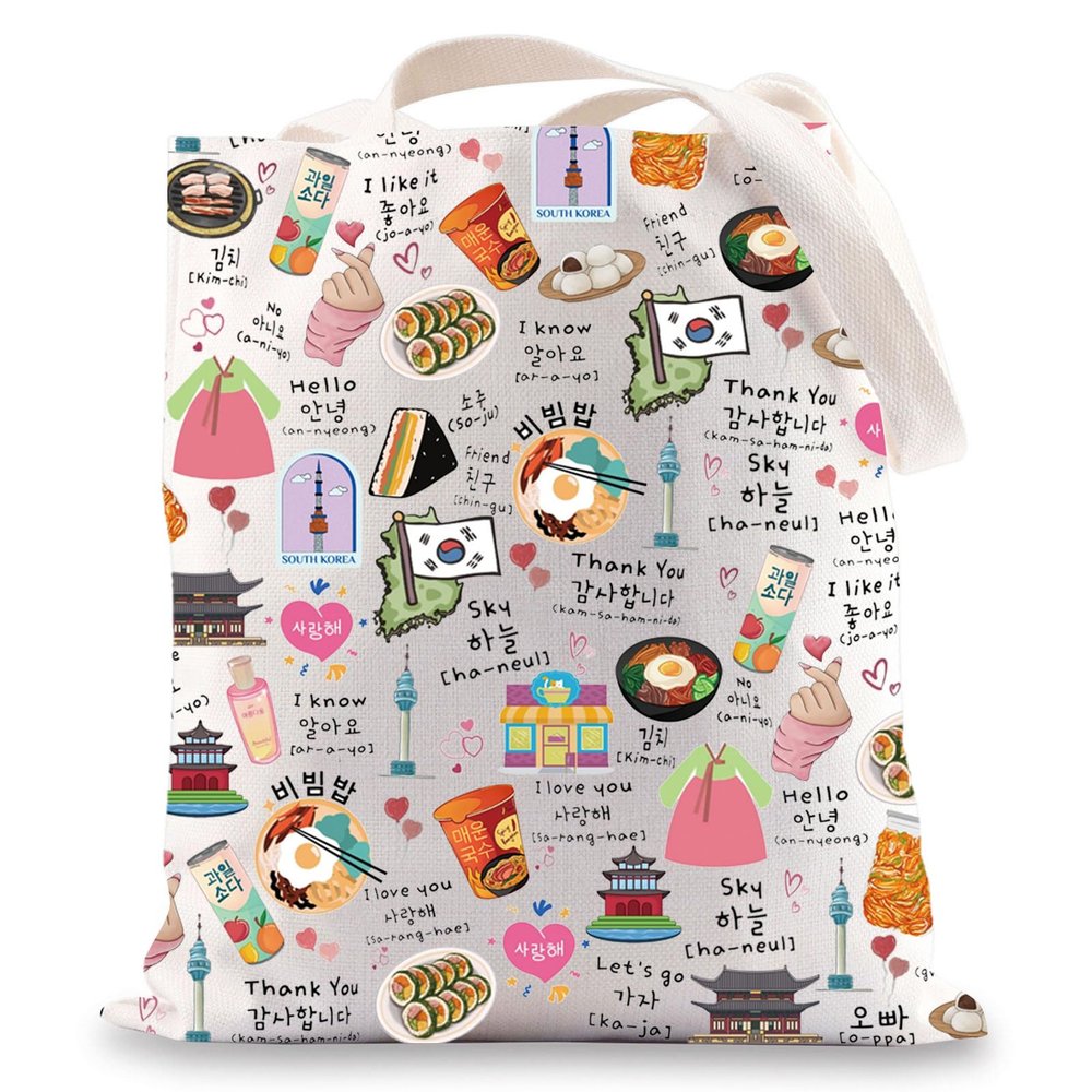 JNIAP Korean Tote Bag Korea Trip Gifts South Korea Travel Gifts K Drama K Pop Lover Gift Korean Seoul Shoulder Bag (south Koreas tb)