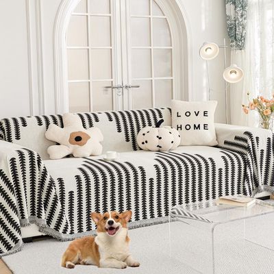 Colcover Sofa Cover Anti Cat and Dog Scratch Sectional Couch Covers Sofa Slipcovers Washable Sofa Furniture Protector Anti Slip Thickened (Black, 71X165(Four Seats))