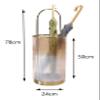 NTIYOU Umbrella Stand Cylindrical Glass Umbrella Stand Metal Umbrella Rack European Umbrella Storage Bucket Entryway Home Umbrella Holder Shelf Bucket(Brown) view 2