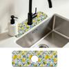Faucet Mat for Kitchen Sink Watercolor Lemon Blue Geometric Sink Splash Guard Behind Faucet Soft Diatom Mud Material Non-slip Easy to Clean for Bathroom & Kitchen 15"X5.5" view 1