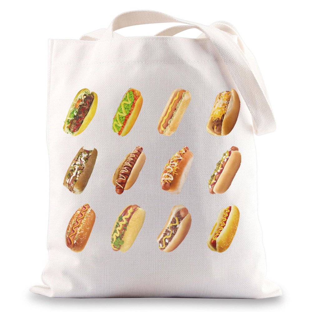 JNIAP Hot Dog Tote Bag Hot Dog Lover Gifts Hots Dogs Shoulder Bag Hots Dogs Bun Lover Gifts (Hot Dog tb)