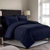 Saferay Green Striped Duvet Cover Set - Alaskan King Size, 1 Duvet Cover, 2 Pillow Shams, Zipper Closure & Corner Tie, 100% Egyptian Cotton (132x120 Inch, Navy Blue) view 2