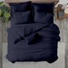 Saferay Green Striped Duvet Cover Set - Alaskan King Size, 1 Duvet Cover, 2 Pillow Shams, Zipper Closure & Corner Tie, 100% Egyptian Cotton (132x120 Inch, Navy Blue) view 4
