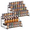 GIGIFTREE 4 Tiered Spice Rack Organizer, 2 Pack Spice Rack Organizer for Cabinet, Tiered Adjustable Spice Shelf for Kitchen Countertop Pantry Organization (Carbon Black) view 1