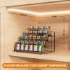 GIGIFTREE 4 Tiered Spice Rack Organizer, 2 Pack Spice Rack Organizer for Cabinet, Tiered Adjustable Spice Shelf for Kitchen Countertop Pantry Organization (Carbon Black) view 2