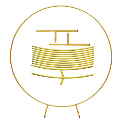 HJXGQJM WeddingArch Backdrop Stand, Metal BalloonArch Stand, Weddings BalloonArch Stand MetalArch Stand for Ceremony Anniversary,Balloon Circle Frame Kit Gold/White(Gold,180cm)