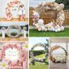 HJXGQJM WeddingArch Backdrop Stand, Metal BalloonArch Stand, Weddings BalloonArch Stand MetalArch Stand for Ceremony Anniversary,Balloon Circle Frame Kit Gold/White(Gold,180cm) view 4