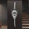 LARNT Japanese Katana Metal Wall Art, Japanese Katana Wall Decor, Oni Mask Metal Wall Decor, Japanese Wall Art, Samurai Wall Art, Japanese Katana Home Decor, Game Room Decor (Silver, 6"x24"|15x60cm) view 1
