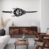 LARNT Japanese Katana Metal Wall Art, Japanese Katana Wall Decor, Oni Mask Metal Wall Decor, Japanese Wall Art, Samurai Wall Art, Japanese Katana Home Decor, Game Room Decor (Silver, 6"x24"|15x60cm) view 3