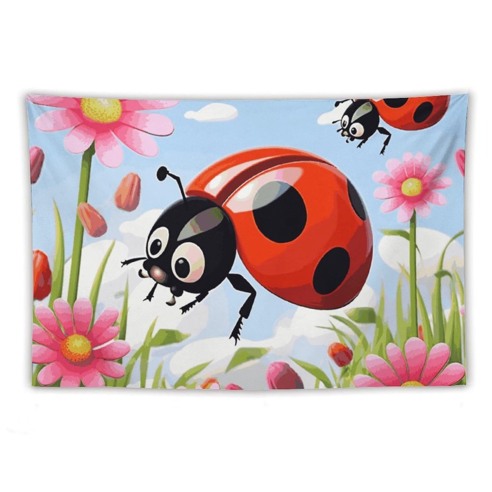 LMNGH Tapestry Wall Hanging 30 X 40 in Decorates Tapestrys for Bedroom Cartoon Ladybug Flower Wall Tapestry Soft Aesthetic Wall Decor Tapestries for Living Room Personalized Wall Blanket