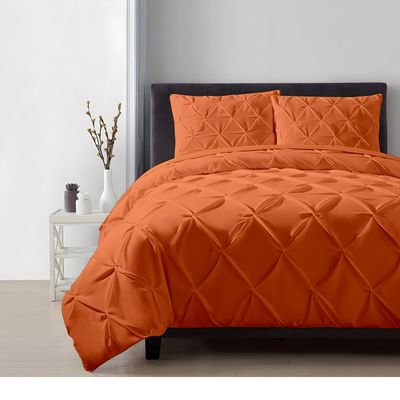 Saferay Green Pinch Duvet Cover Set Alaskan King Size 1 Duvet Cover with 2 Pillow Shams 3-Pc Comforter Cover with Zipper Closure & Corner Tie 100% Egyptian Cotton Cover (132x120 Inch, Burnt Orange)