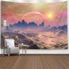 CAPSCEOLL Wall Tapestry Natural Scenery Pink Dreamy Sky Sun Moon Shrouded over Mountains and Waters for Home Dcor 80 X 60 Inch view 1