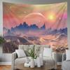 CAPSCEOLL Wall Tapestry Natural Scenery Pink Dreamy Sky Sun Moon Shrouded over Mountains and Waters for Home Dcor 80 X 60 Inch view 2