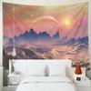 CAPSCEOLL Wall Tapestry Natural Scenery Pink Dreamy Sky Sun Moon Shrouded over Mountains and Waters for Home Dcor 80 X 60 Inch view 3