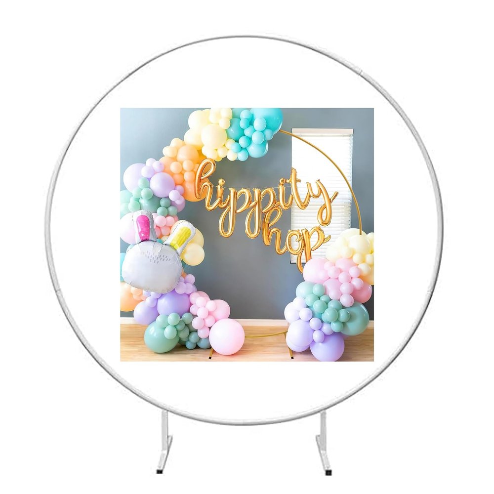 HJXGQJM WeddingArch Round Backdrop Stand Metal Balloon Archs Stand, Circle Weddings PropsArch, Party Backdrop, Decorative Artificial Flowers Large BalloonArch Garland Kit(White,100cm)