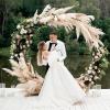 HJXGQJM WeddingArch Round Backdrop Stand Metal Balloon Archs Stand, Circle Weddings PropsArch, Party Backdrop, Decorative Artificial Flowers Large BalloonArch Garland Kit(White,100cm) view 2