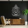 Ganesha Metal Wall Art, Lord Ganesha Metal Wall Decor, Ganapati Elephant Modern Art, Indian Gods Wall Decor, Religious Wall Art for Living Room (Silver, 30"x22"/76x56cm) view 1