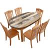 AngelSept Fitted Oval Elastic Edge Tablecloths, Brown White Wood Grain Table Cloth, for Indoor Restaurant or Outdoor Patio Party Dining, Fits for 48 x 80 Oval Table view 1