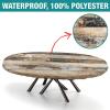 AngelSept Fitted Oval Elastic Edge Tablecloths, Brown White Wood Grain Table Cloth, for Indoor Restaurant or Outdoor Patio Party Dining, Fits for 48 x 80 Oval Table view 2