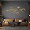 Cherry Blossom Metal Wall Decor, Metal Spring Flower Wall Hanging, Cherry Blossom Tree Wall Art, Flowers Metal Wall Art, Japanese Metal Wall Art, Wall Decor Living Room (Gold, 53"x21" | 135x52cm) view 1