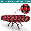 AngelSept Elastic Edge Oval Fitted Tablecloth, Christmas Snowflake Buffalo Plaid Black Red Table Cover, for Indoor Outdoor Party Dinner Patio, Fits for 36 x 60 Oval Table view 2