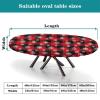 AngelSept Elastic Edge Oval Fitted Tablecloth, Christmas Snowflake Buffalo Plaid Black Red Table Cover, for Indoor Outdoor Party Dinner Patio, Fits for 36 x 60 Oval Table view 4
