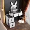 POWRZZZY Vanity Desk Set,Large Vanity Desk with 3 Color Touch Screen Dimming Mirror,Glass Top Makeup Vanity,with Large Mirror and Lights&Charging Station,for Bedroom&Dressing Room(White,60x40x76cm) view 1